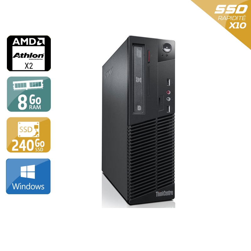 Acheter Lenovo ThinkCentre M77 SFF AMD Athlon Dual Core - 8Go RAM 240Go SSD Windows 10 Bon étatOccasion certifiée reconditionnée Bon état - 190,83 € Lenovo ThinkCentre M77 SFF AMD Athlon Dual Core - 8Go RAM 240Go SSD Windows 10 Bon étatOccasion certifiée reconditionnée Bon état - reconditionné disponible sur Kiatoo