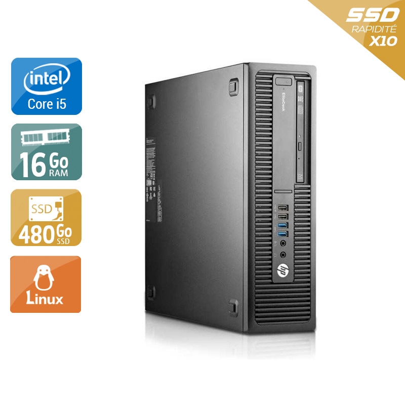 HP EliteDesk 800 G2 SFF i5 Gen 6 16Go RAM 480Go SSD Linux