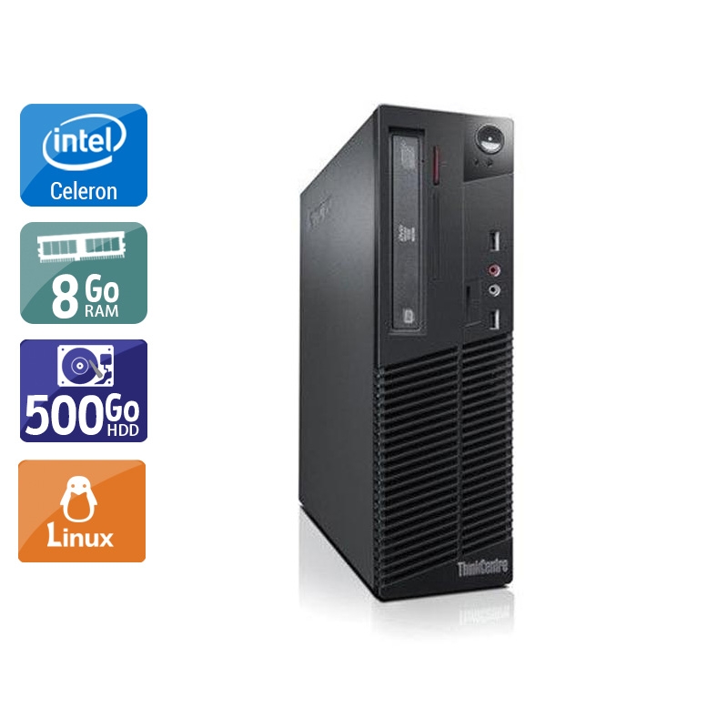 Lenovo ThinkCentre M71 SFF Celeron Dual Core - 8Go RAM 500Go HDD Linux État correctOccasion certifiée reconditionnée