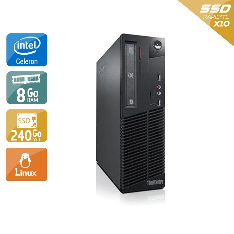 Lenovo ThinkCentre M71 SFF Celeron Dual Core 8Go RAM 240Go SSD Linux