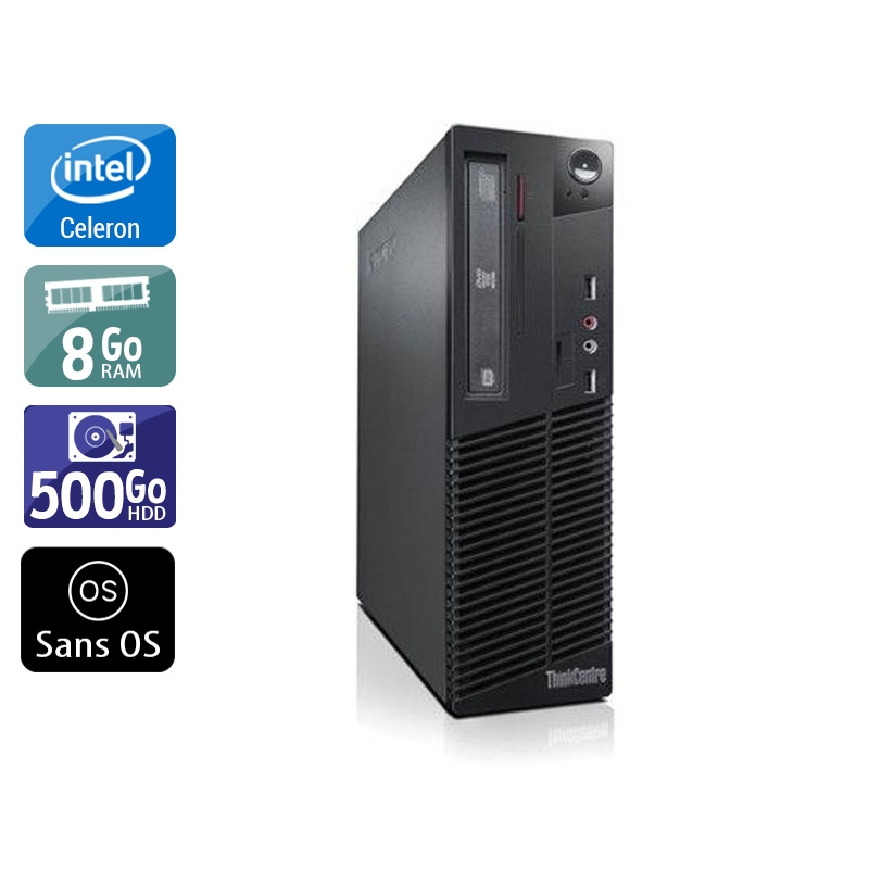 Lenovo ThinkCentre M72E SFF Celeron Dual Core - 8Go RAM 500Go HDD Sans OS  Très bon étatOccasion certifiée reconditionnée Bon état -  reconditionné disponible sur Kiatoo