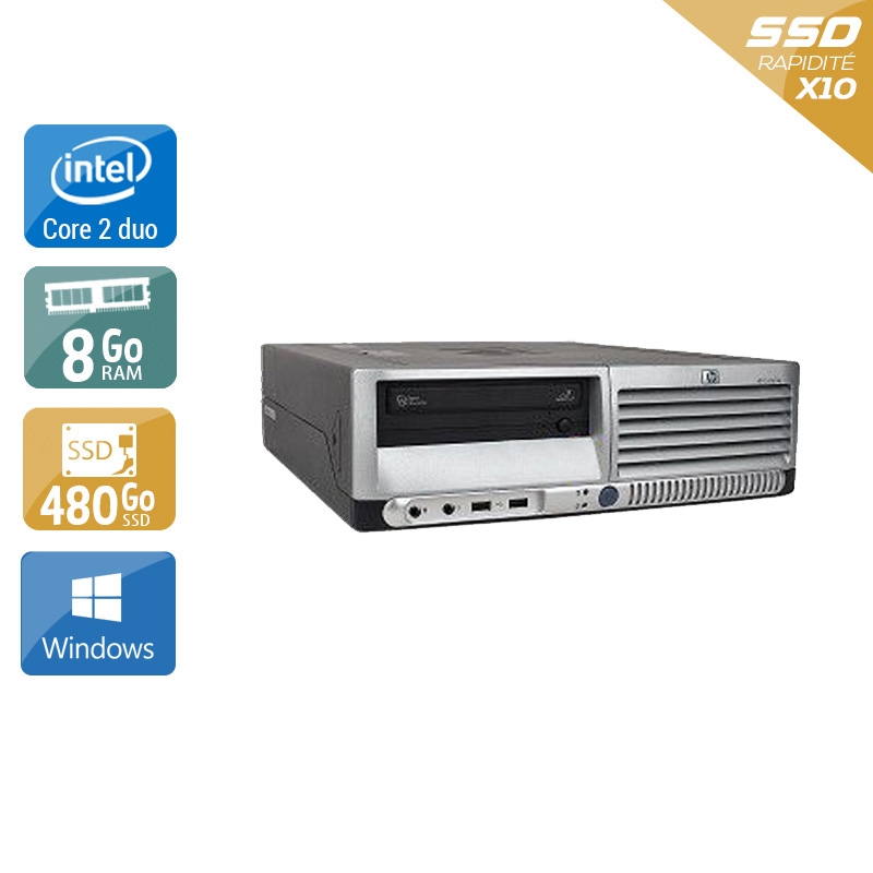 HP Compaq dc7700 SFF Core 2 Duo 8Go RAM 480Go SSD Windows 10