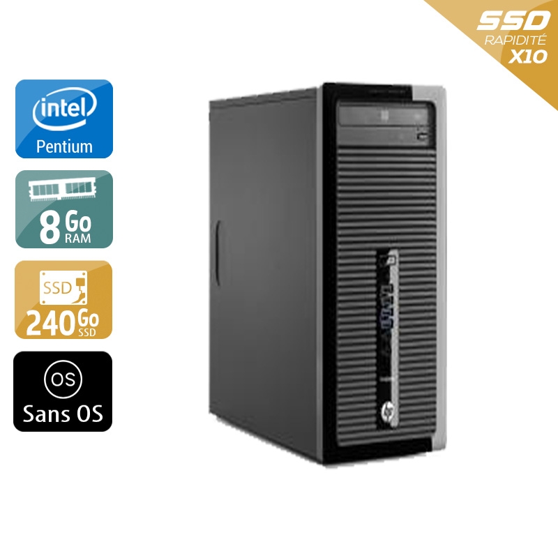 HP ProDesk 400 G1 Tower Pentium G Dual Core 8Go RAM 240Go SSD Sans OS