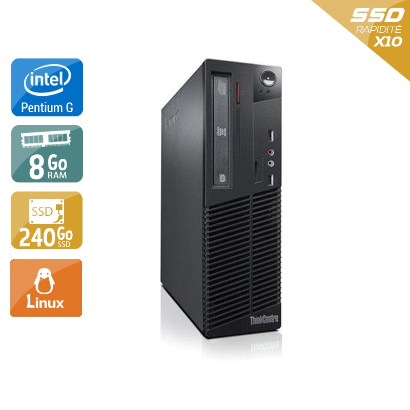 Lenovo ThinkCentre M72E SFF Pentium G Dual Core 8Go RAM 240Go SSD Linux