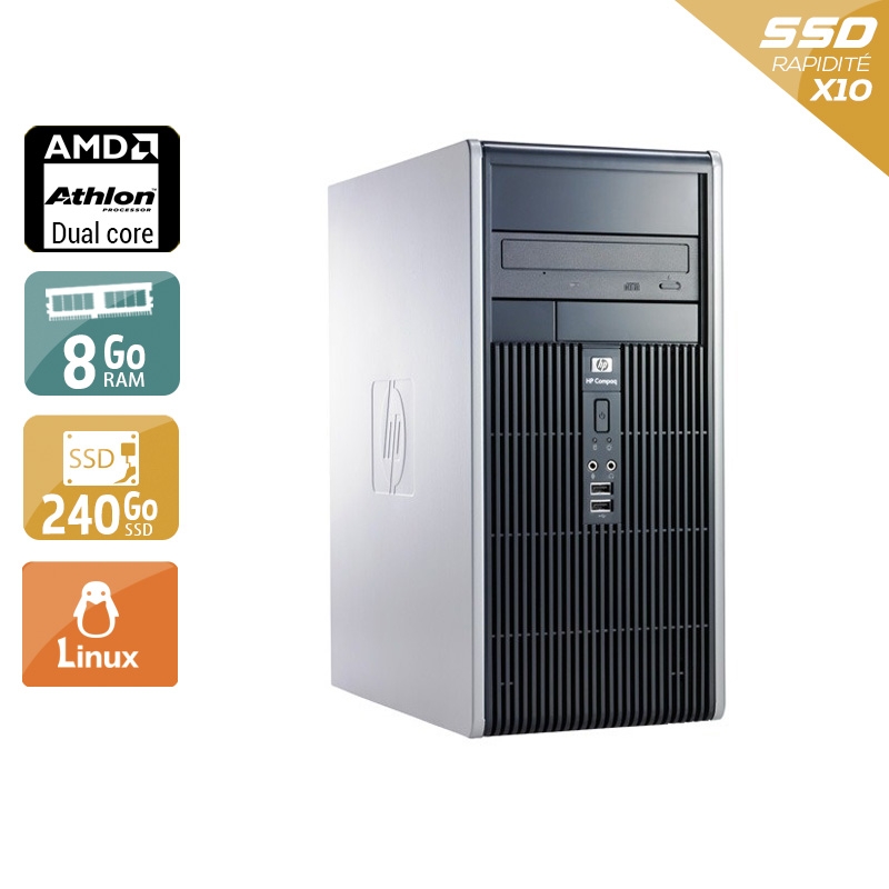 HP Compaq dc5850 Tower AMD Athlon Dual Core 8Go RAM 240Go SSD Linux