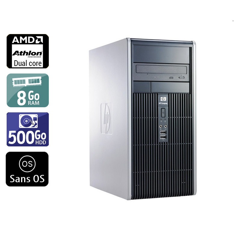 Acheter HP Compaq dc5850 Tower AMD Athlon Dual Core - 8Go RAM 500Go HDD Sans OS État correctOccasion certifiée reconditionnée Bon état - 165,83 € HP Compaq dc5850 Tower AMD Athlon Dual Core - 8Go RAM 500Go HDD Sans OS État correctOccasion certifiée reconditionnée Bon état - reconditionné disponible sur Kiatoo