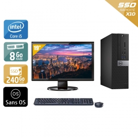 Dell Optiplex 7050 SFF i5 Gen 6 avec Écran 19 pouces 8Go RAM 240Go SSD Sans OS