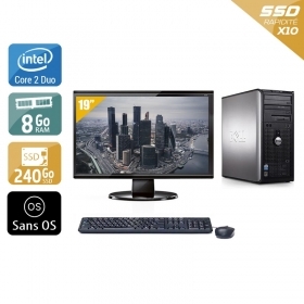 Dell Optiplex 760 Tower Core 2 Duo avec Écran 19 pouces 8Go RAM 240Go SSD Sans OS
