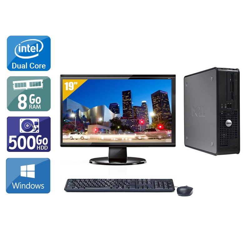 Dell Optiplex 760 SFF Dual Core avec Écran 19 pouces 8Go RAM 500Go HDD Windows 10