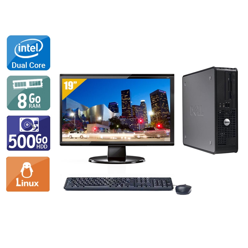 Dell Optiplex 760 SFF Dual Core avec Écran 19 pouces 8Go RAM 500Go HDD Linux