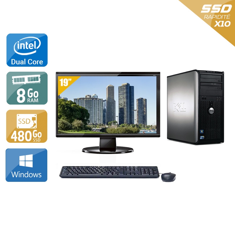 Dell Optiplex 780 Tower Dual Core + Écran - 19'' 8Go RAM 480Go SSD Windows 10  Bon étatOccasion certifiée reconditionnée Bon état -  reconditionné disponible sur Kiatoo