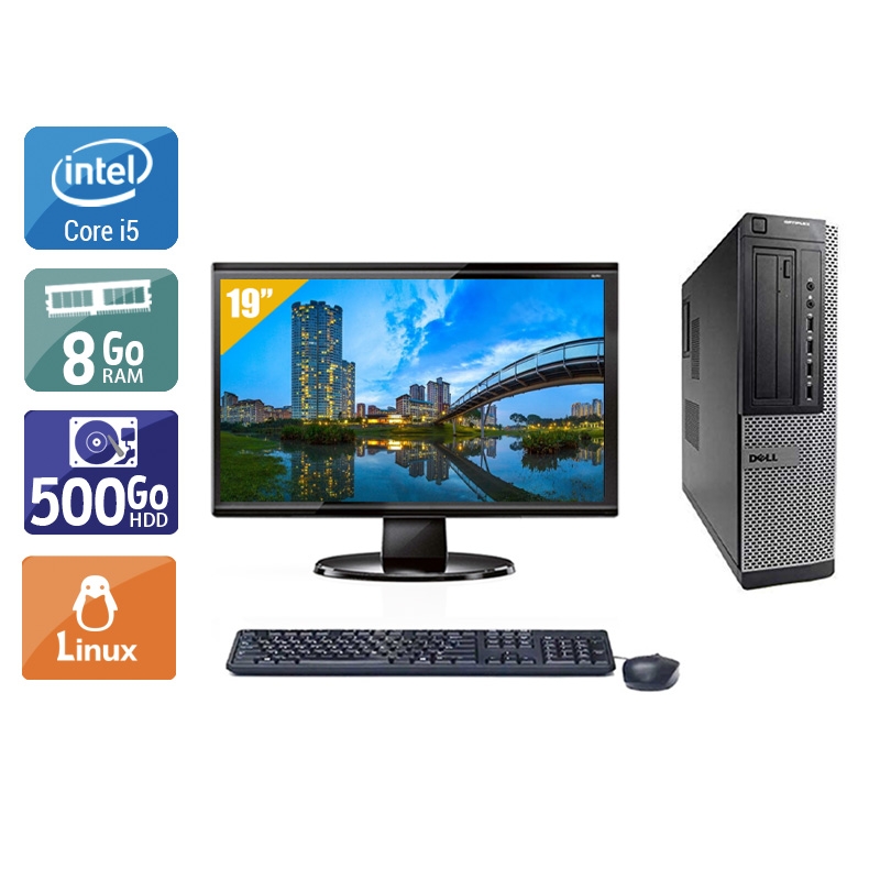 Dell Optiplex 790 Desktop i5 avec Écran 19 pouces 8Go RAM 500Go HDD Linux