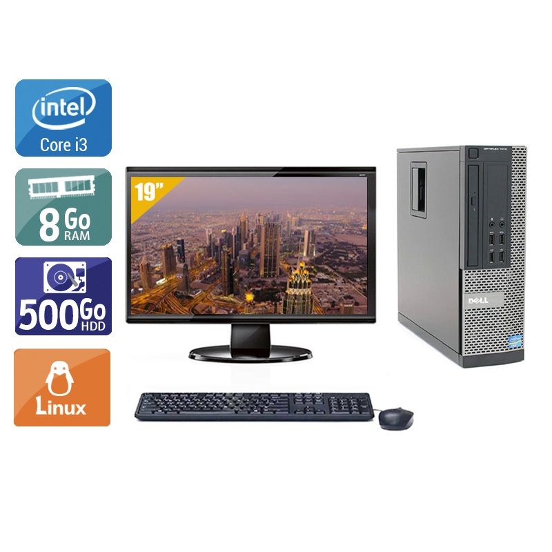 Dell Optiplex 790 SFF i3 avec Écran 19 pouces 8Go RAM 500Go HDD Linux