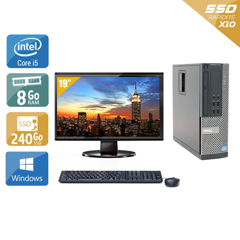 Dell Optiplex 790 SFF i5 avec Écran 19 pouces 8Go RAM 240Go SSD Windows 10