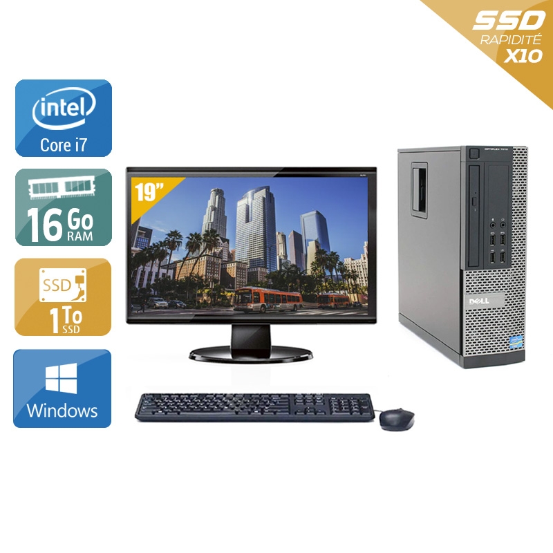 Dell Optiplex 790 SFF i7 avec Écran 19 pouces 16Go RAM 1To SSD Windows 10