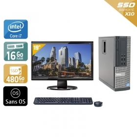 Dell Optiplex 790 SFF i7 avec Écran 19 pouces 16Go RAM 480Go SSD Sans OS