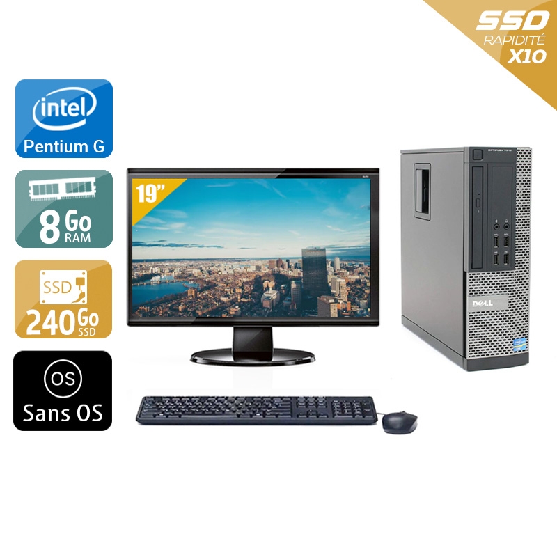 Dell Optiplex 790 SFF Pentium G Dual Core avec Écran 19 pouces 8Go RAM 240Go SSD Sans OS