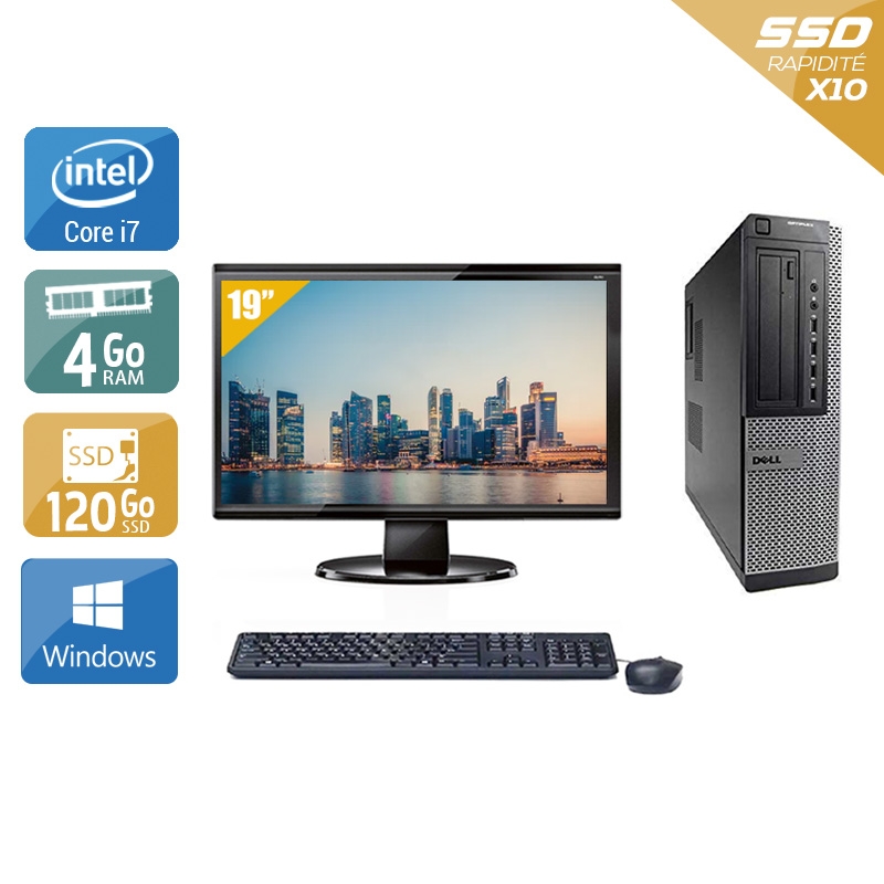 Dell Optiplex 9010 Desktop i7 avec Écran 19 pouces 4Go RAM 120Go SSD Windows 10