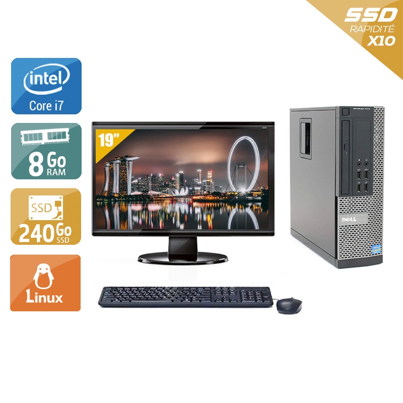 Dell Optiplex 9010 SFF i7 avec Écran 19 pouces 8Go RAM 240Go SSD Linux