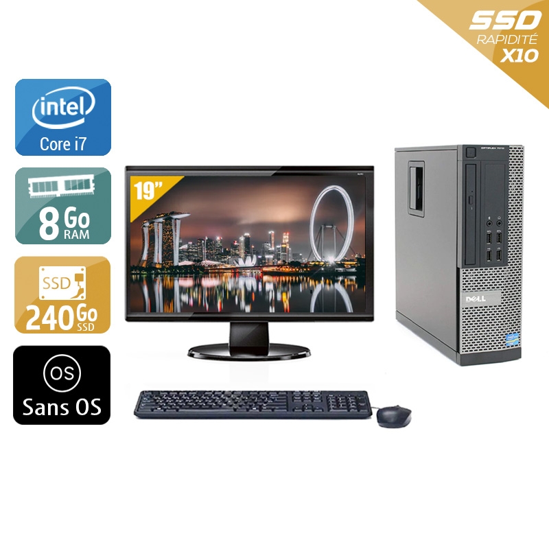 Dell Optiplex 9010 SFF i7 avec Écran 19 pouces 8Go RAM 240Go SSD Sans OS