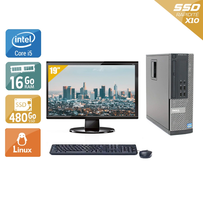 Dell Optiplex 9020 SFF i5 avec Écran 19 pouces 16Go RAM 480Go SSD Linux