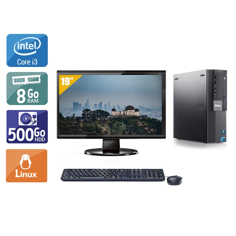 Dell Optiplex 980 SFF i3 avec Écran 19 pouces 8Go RAM 500Go HDD Linux