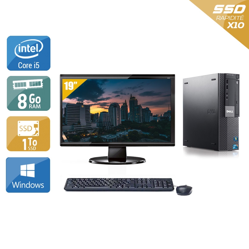 Dell Optiplex 980 SFF i5 avec Écran 19 pouces 8Go RAM 1To SSD Windows 10