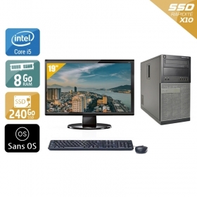Dell Optiplex 990 Tower i5 avec Écran 19 pouces 8Go RAM 240Go SSD Sans OS