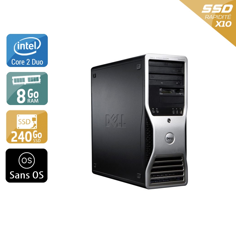 Dell Précision T3400 Tower Core 2 Duo 8Go RAM 240Go SSD Sans OS