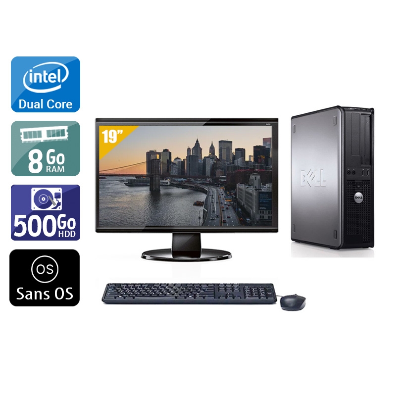 Dell Optiplex 780 SFF Dual Core avec Écran 19 pouces 8Go RAM 500Go HDD Sans OS