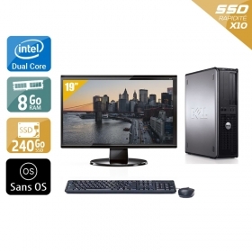 Dell Optiplex 780 SFF Dual Core avec Écran 19 pouces 8Go RAM 240Go SSD Sans OS