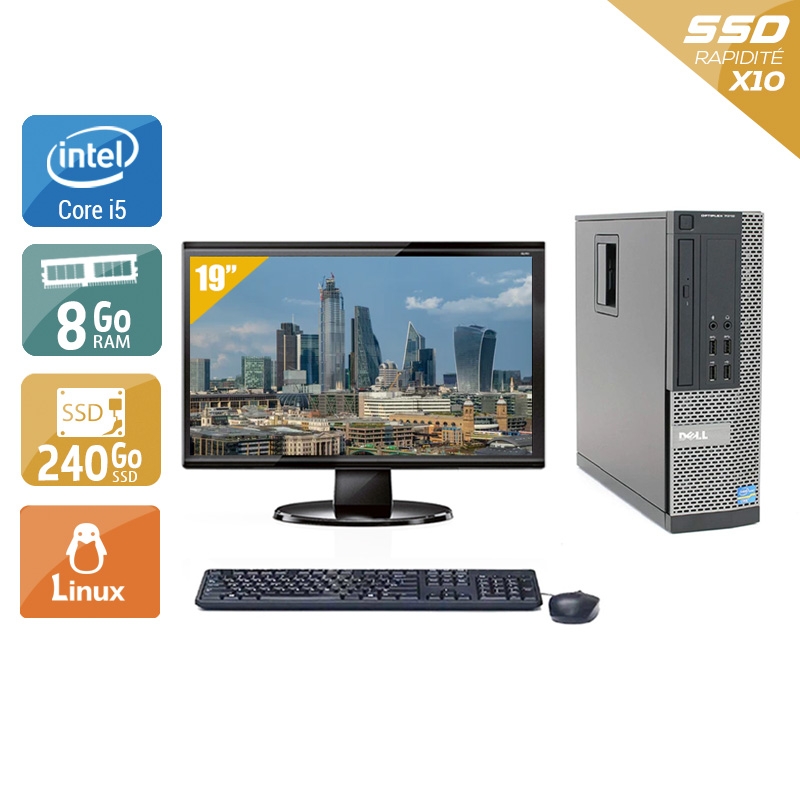 Dell Optiplex 9010 SFF i5 + Écran - 19'' 8Go RAM 240Go SSD Linux  Très bon étatOccasion certifiée reconditionnée Bon état -  reconditionné disponible sur Kiatoo