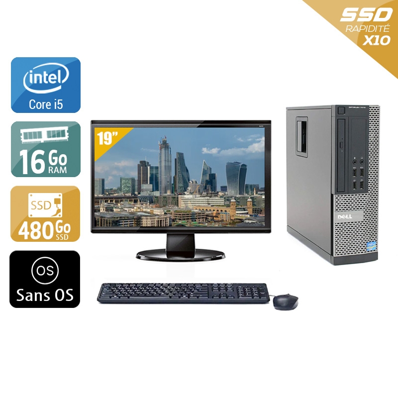 Dell Optiplex 9010 SFF i5 avec Écran 19 pouces 16Go RAM 480Go SSD Sans OS