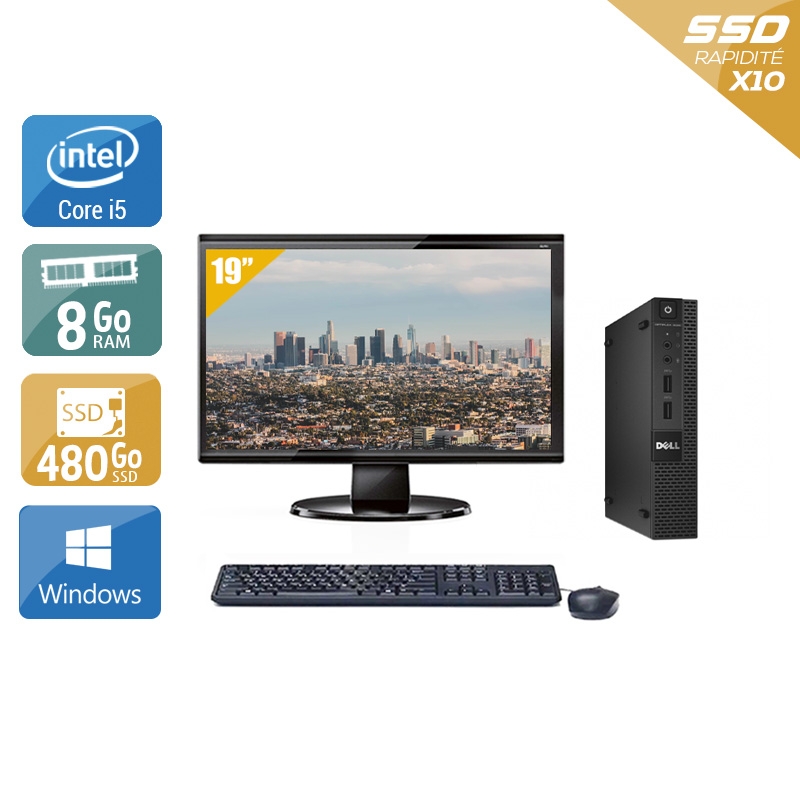 Dell Optiplex 9020M USDT i5 avec Écran 19 pouces 8Go RAM 480Go SSD Windows 10