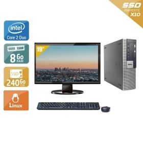 Dell Optiplex 960 SFF Core 2 Duo avec Écran 19 pouces 8Go RAM 240Go SSD Linux