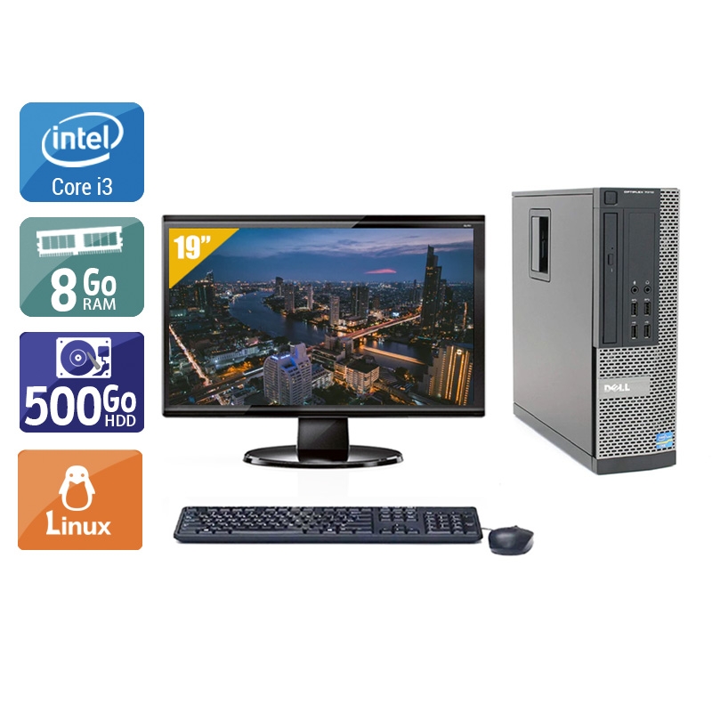 Dell Optiplex 990 SFF i3 avec Écran 19 pouces 8Go RAM 500Go HDD Linux