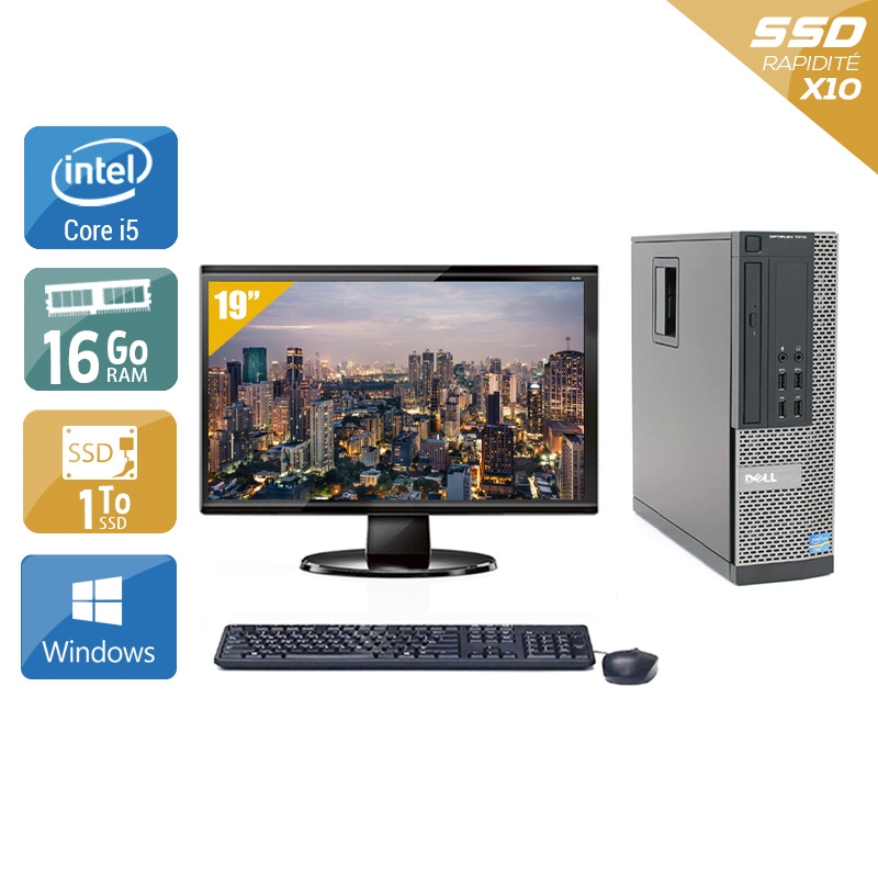 Dell Optiplex 990 SFF i5 + Écran - 19'' 16Go RAM 1To SSD Windows 10  Bon étatOccasion certifiée reconditionnée Bon état -  reconditionné disponible sur Kiatoo