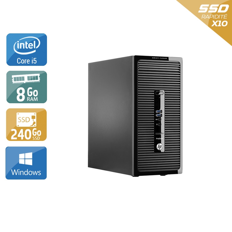 HP ProDesk 400 G2 Tower i5 - 8Go RAM 240Go SSD Windows 10  État correctOccasion certifiée reconditionnée Bon état -  reconditionné disponible sur Kiatoo