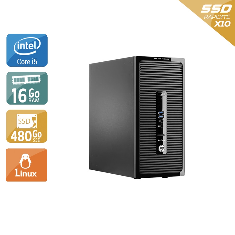 HP ProDesk 400 G2 Tower i5 16Go RAM 480Go SSD Linux