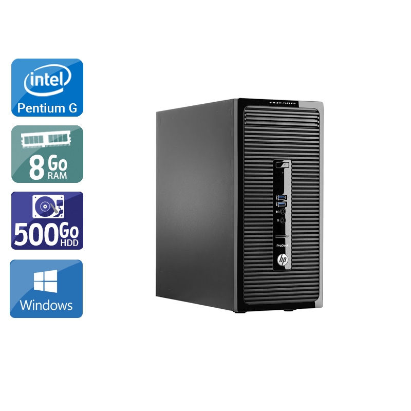 HP ProDesk 400 G2 Tower Pentium G Dual Core 8Go RAM 500Go HDD Windows 10
