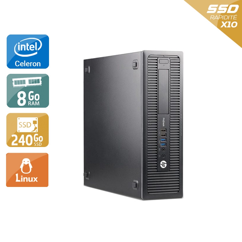 HP ProDesk 600 G1 SFF Celeron Dual Core 8Go RAM 240Go SSD Linux