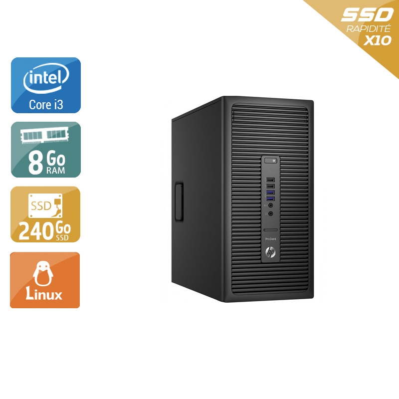 HP ProDesk 600 G2 Tower i3 Gen 6 8Go RAM 240Go SSD Linux