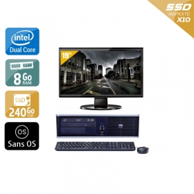 HP Compaq dc7900 SFF Dual Core avec Écran 19 pouces 8Go RAM 240Go SSD Sans OS