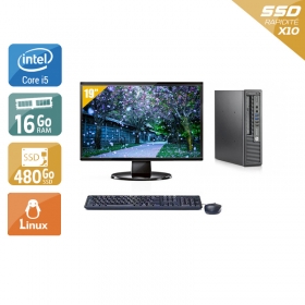 HP EliteDesk 800 G1 USDT i5 avec Écran 19 pouces 16Go RAM 480Go SSD Linux