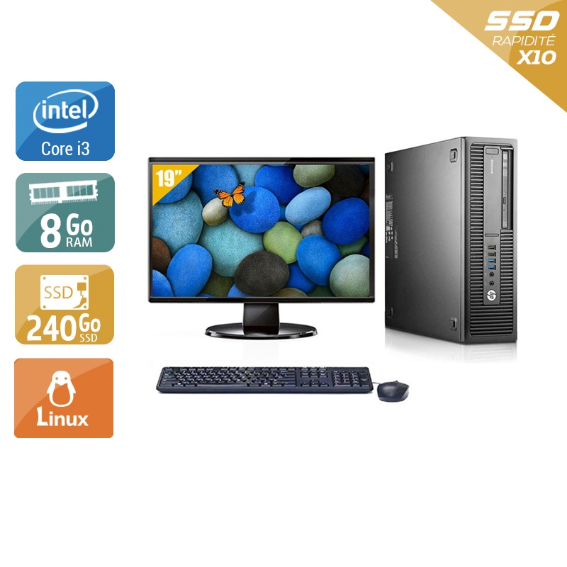 HP EliteDesk 800 G2 SFF i3 Gen 6 + Écran - 19'' 8Go RAM 240Go SSD Linux  Bon étatOccasion certifiée reconditionnée Bon état -  reconditionné disponible sur Kiatoo