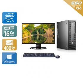 HP EliteDesk 800 G2 SFF i5 Gen 6 avec Écran 19 pouces 16Go RAM 480Go SSD Windows 10