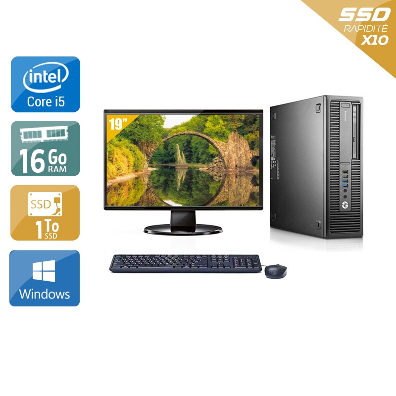 HP EliteDesk 800 G2 SFF i5 Gen 6 + Écran - 19'' 16Go RAM 1To SSD Windows 10  Très bon étatOccasion certifiée reconditionnée Bon état -  reconditionné disponible sur Kiatoo