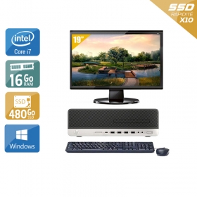 HP EliteDesk 800 G3 SFF i7 Gen 6 avec Écran 19 pouces 16Go RAM 480Go SSD Windows 10