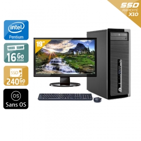 HP ProDesk 400 G1 Tower Pentium G Dual Core avec Écran 19 pouces 8Go RAM 240Go SSD Sans OS