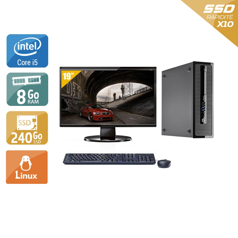 HP ProDesk 400 G1 SFF i5 + Écran - 19'' 8Go RAM 240Go SSD Linux  Bon étatOccasion certifiée reconditionnée Bon état -  reconditionné disponible sur Kiatoo